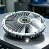 CNC machined hollow fan-shaped aluminum EV motor housing for lightweight electric vehicle drive components